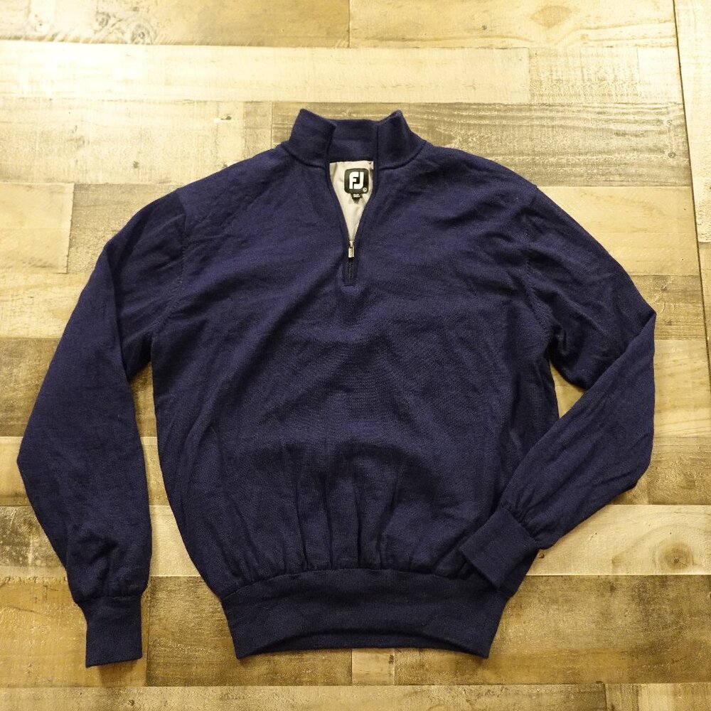 Footjoy‎ Performance Lined Merino wool Sweater Quarter Zip men's large navy